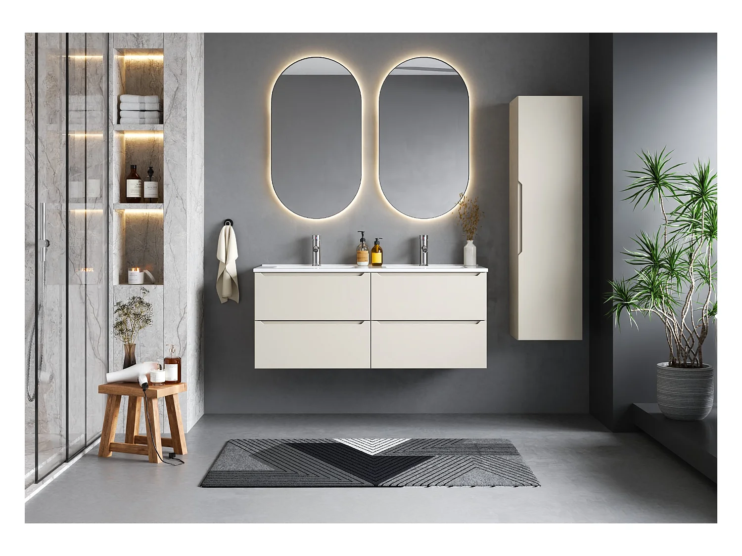 Ensemble de salle de bain en cachemire 120 cm Meuble avec lavabo Etna