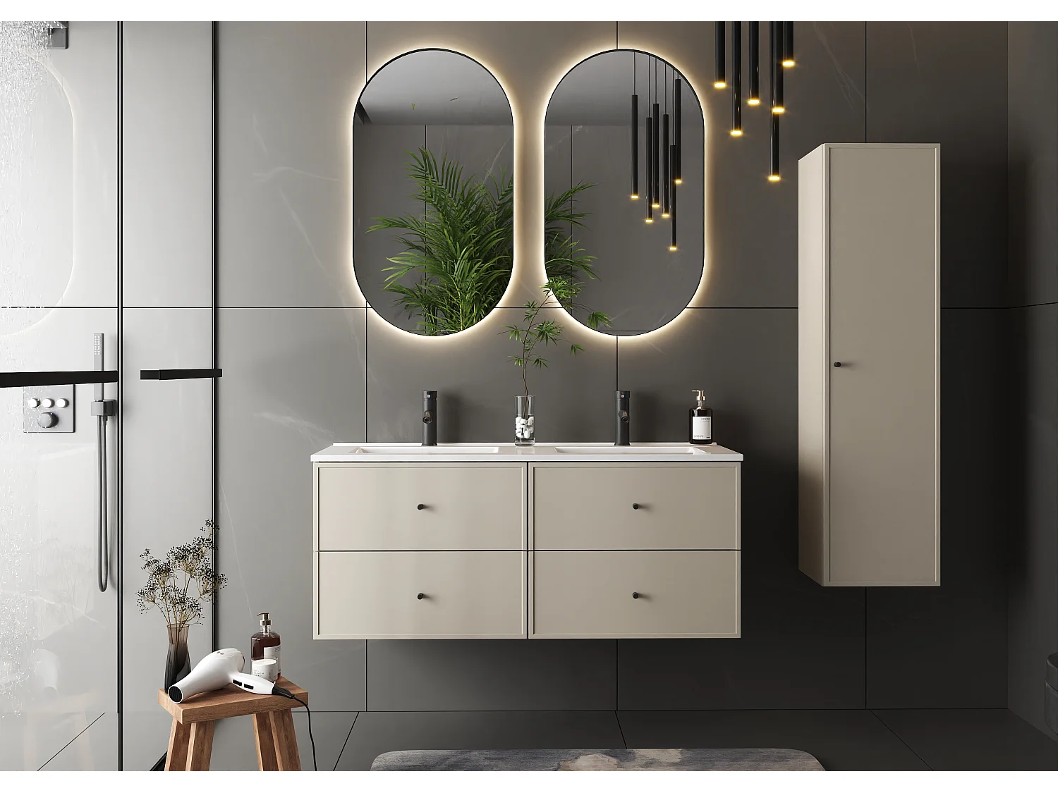 Ensemble de salle de bain en cachemire 120 cm Meuble avec lavabo Etna