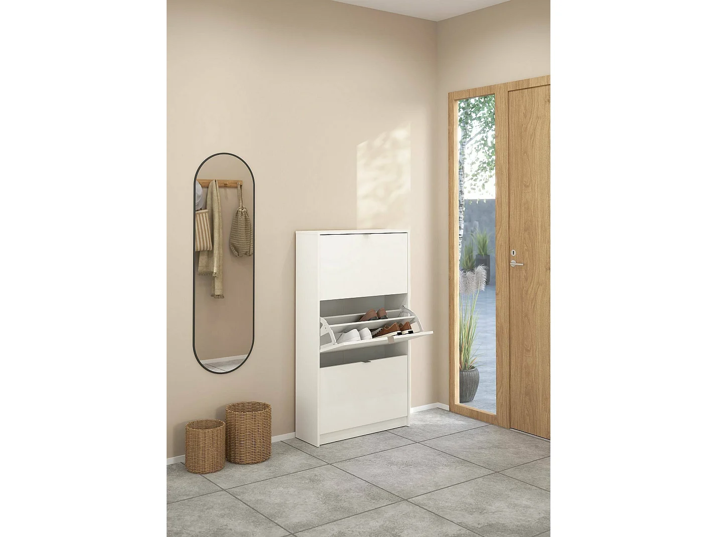 Étagère à chaussures Irina, 18 paires, 24.05x70.3x123.6h cm Blanc, Meuble à chaussures