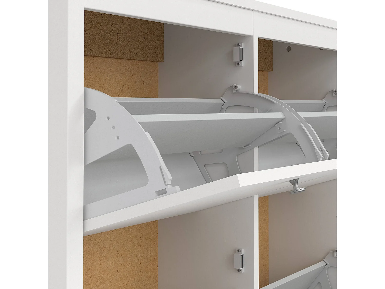 Schuhregal Actinidia, 16 Paare, 24,6x102,6x102,9h cm Weiß, Schuhschrank