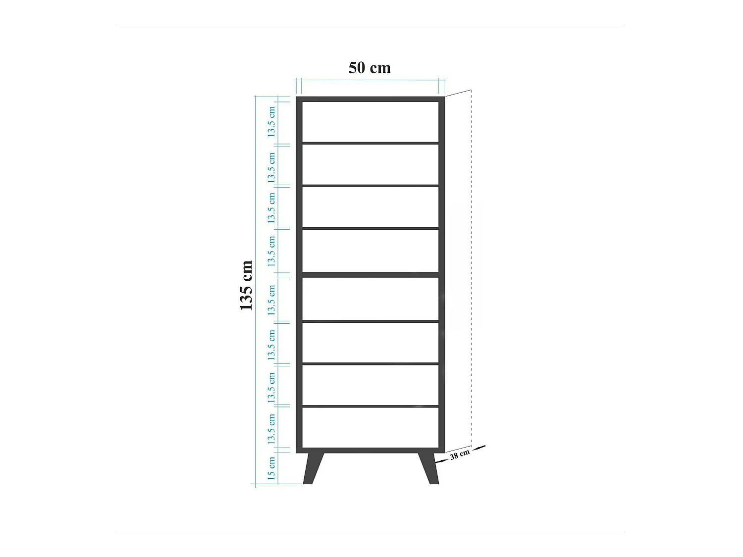 Étagère à chaussures Dacrydium, 7 niveaux, 38x50x135h cm Chêne Marron, Meuble à chaussures