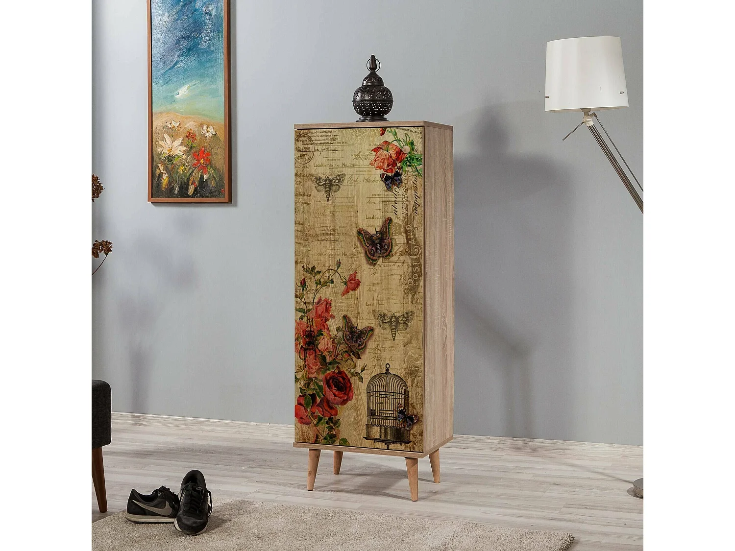 Étagère à chaussures Dacrydium, 7 niveaux, 38x50x135h cm Chêne Marron, Meuble à chaussures