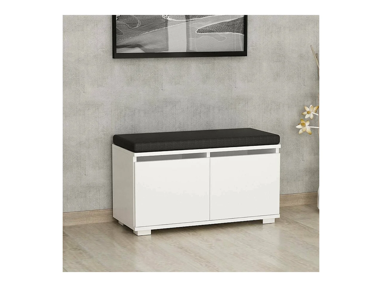 Meuble à chaussures Delphin, une étagère, 35x80x42h cm Blanc, Rangement chaussures