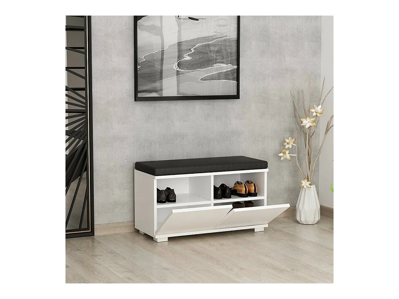 Meuble à chaussures Delphin, une étagère, 35x80x42h cm Blanc, Rangement chaussures