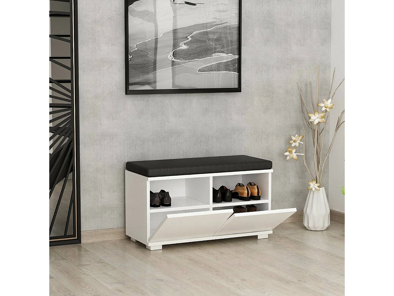 Scarpiera Delphin, un Ripiano, 35x80x42h cm Bianco, Mobile Portascarpe