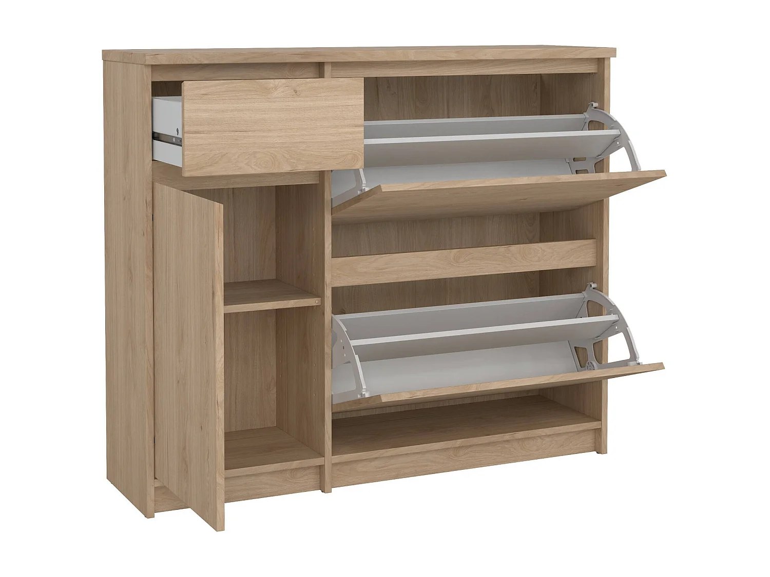 Schuhschrank Todd, eine Schublade, 31,5x108,9x92,9h cm Eichebraun, Schuhaufbewahrungsmöbel