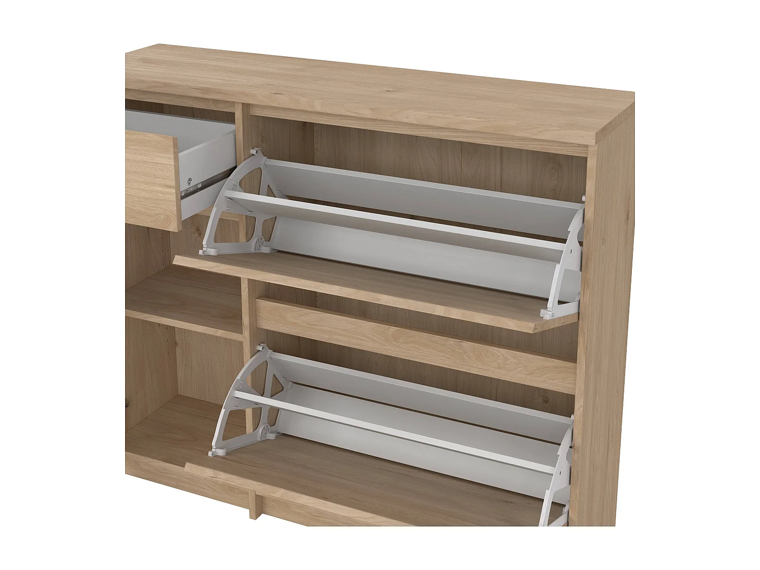 Schuhschrank Todd, eine Schublade, 31,5x108,9x92,9h cm Eichebraun, Schuhaufbewahrungsmöbel