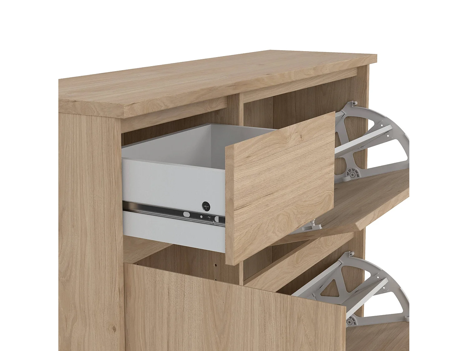 Meuble à chaussures Todd, un tiroir, 31,5x108,9x92,9h cm Chêne Marron, rangement à chaussures