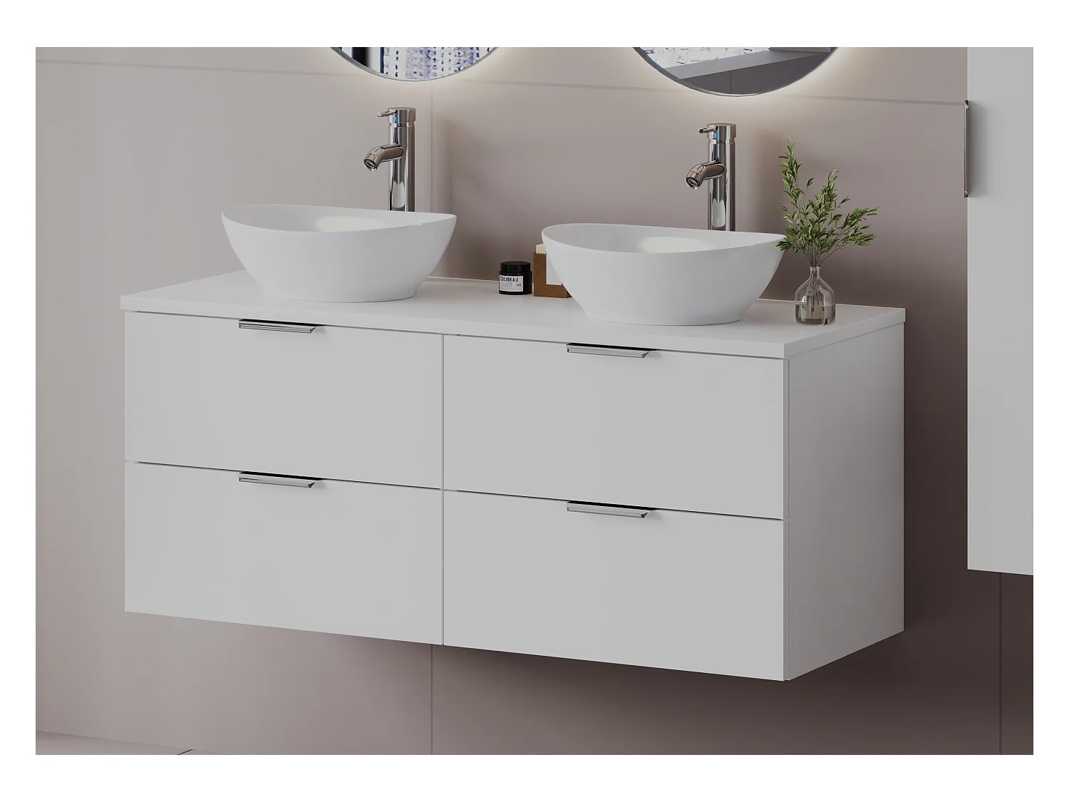 Ensemble de salle de bain blanc 120 cm Armoire Plan de travail Lavabo Pile