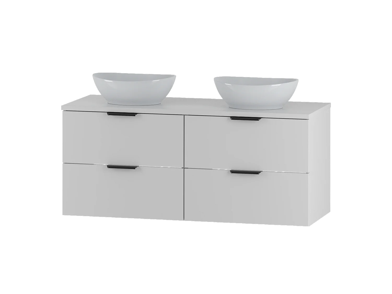 Weißes Badezimmer-Set 120 cm Schrank mit Arbeitsplatte und Waschbecken Pile