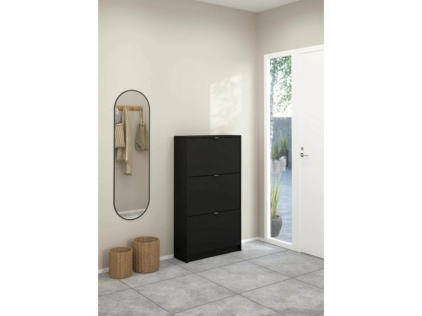 Scarpiera Irina, 18 Paia, 24.05x70.3x123.6h cm Nero, Mobile Portascarpe