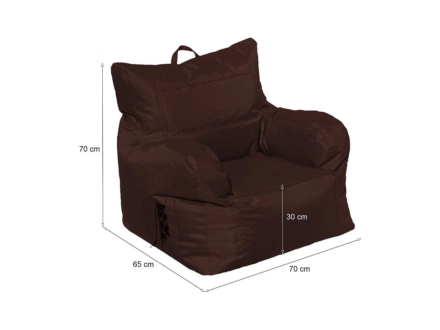 Fauteuil Obsidienne, accoudoirs Made in Italy, Marron