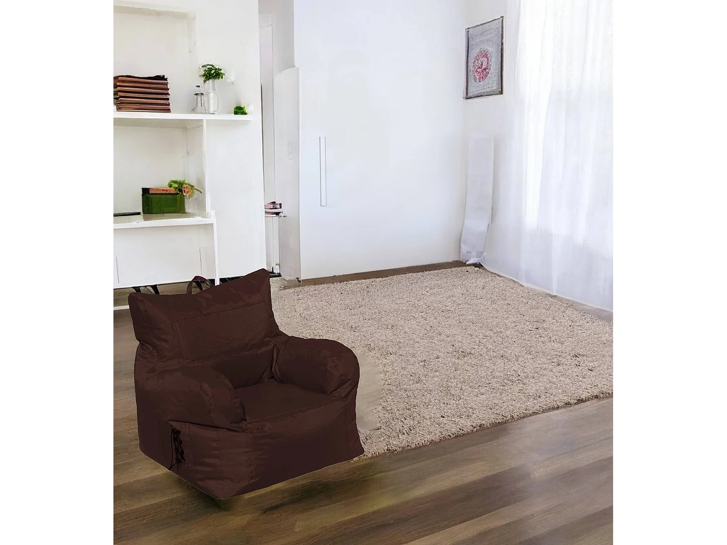 Fauteuil Obsidienne, accoudoirs Made in Italy, Marron