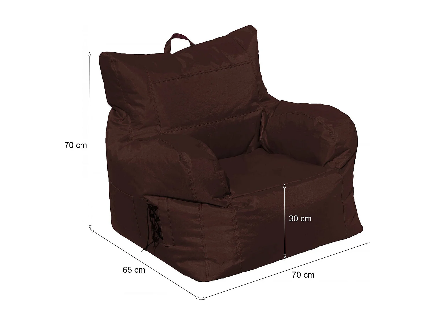 Fauteuil Obsidienne, accoudoirs Made in Italy, Marron