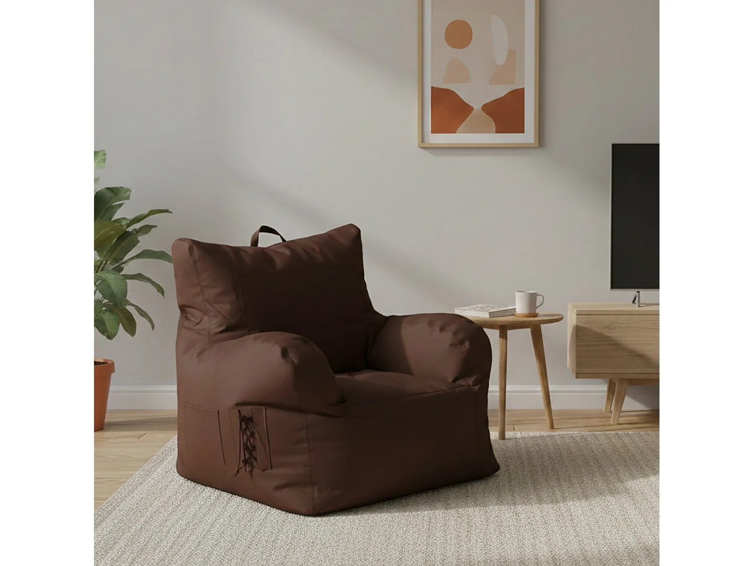 Fauteuil Obsidienne, accoudoirs Made in Italy, Marron