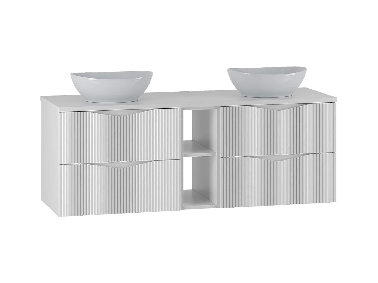 Meuble double vasque 140cm 2 niches Tao Blanc
