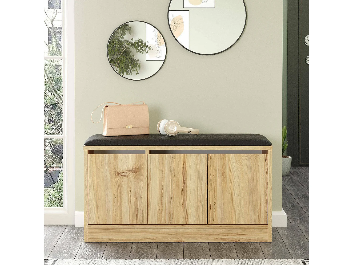 Armoire à Chaussures Arganetta, un Étagère, 35.5x89.6x45.8h cm Chêne Brun, Meuble à Chaussures