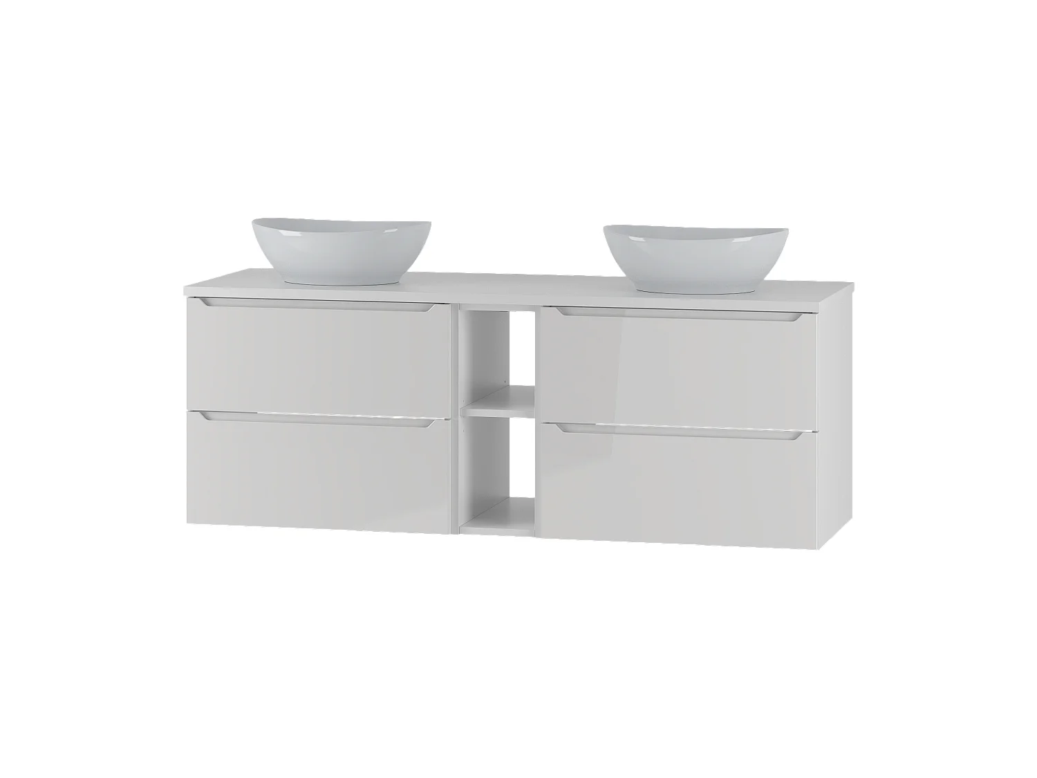 Ensemble de salle de bain blanc 140 cm Armoire Étagère Plan de travail Lavabo Etna