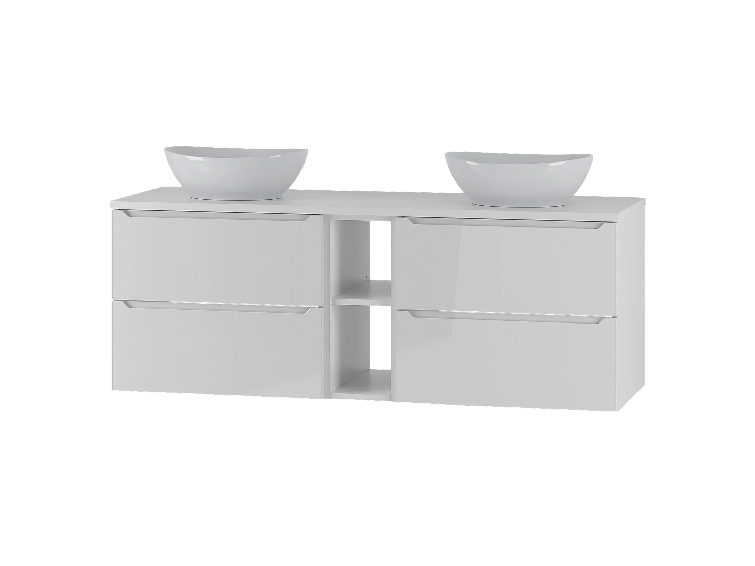 Ensemble de salle de bain blanc 140 cm Armoire Étagère Plan de travail Lavabo Etna