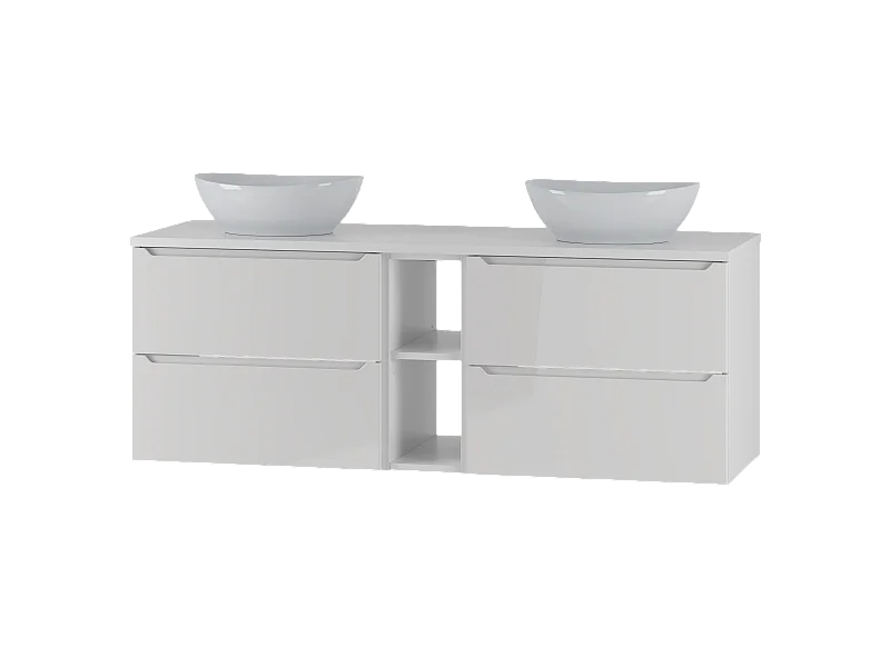 Biały Zestaw do Łazienki 140cm Szafka Regał Blat Umywalka Etna