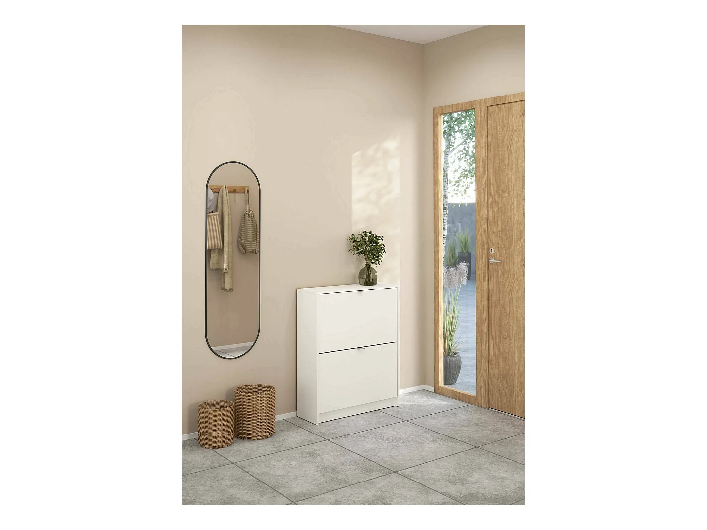 Meuble à chaussures Larry, 12 paires, 24,05x70,3x85,2h cm Blanc, Rangement