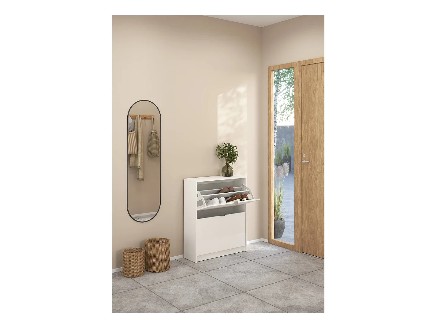 Meuble à chaussures Larry, 12 paires, 24,05x70,3x85,2h cm Blanc, Rangement