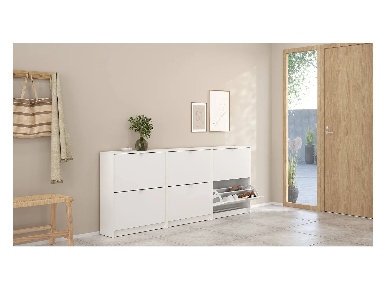 Meuble à chaussures Larry, 12 paires, 24,05x70,3x85,2h cm Blanc, Rangement