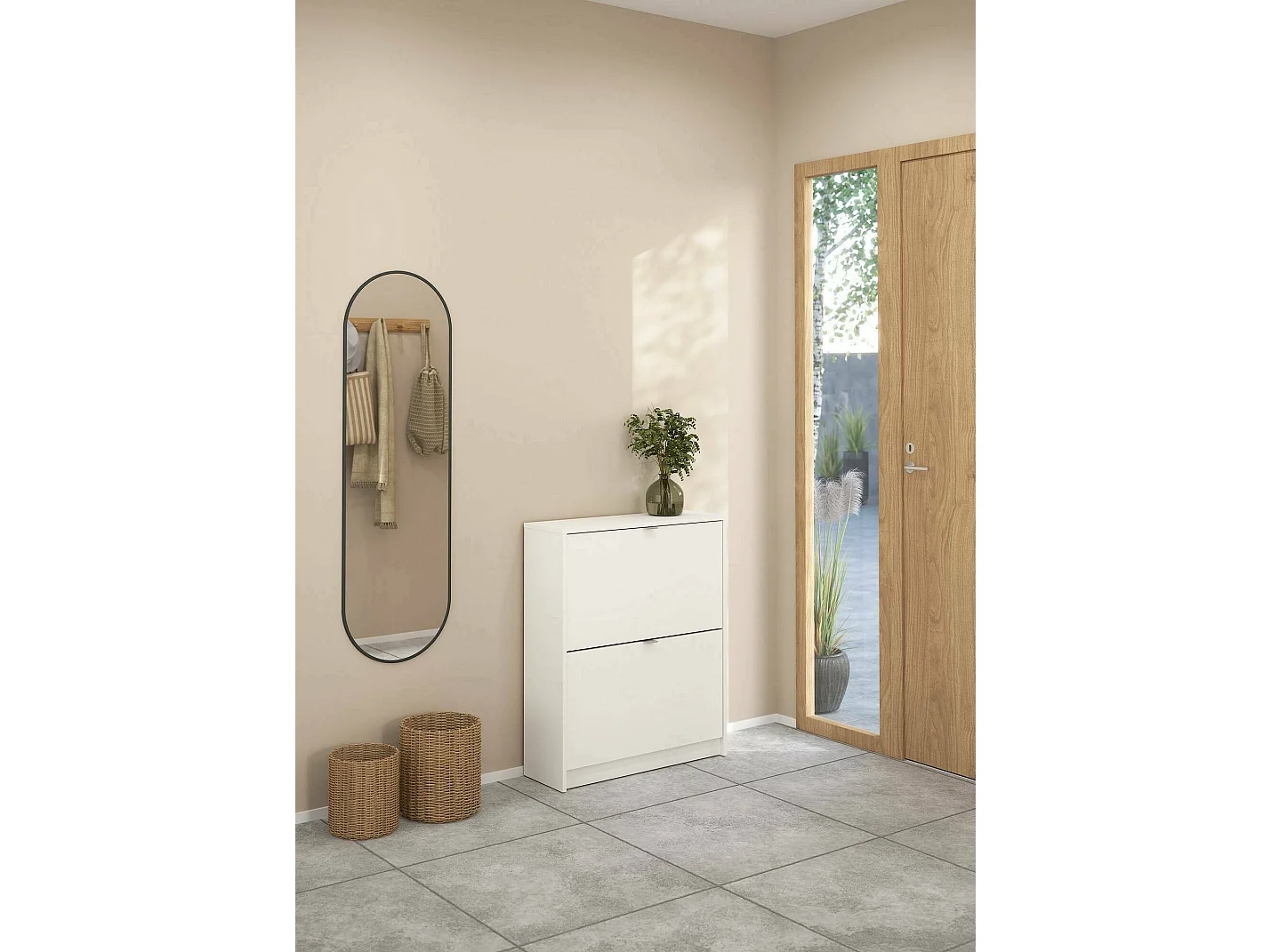 Meuble à chaussures Larry, 12 paires, 24,05x70,3x85,2h cm Blanc, Rangement