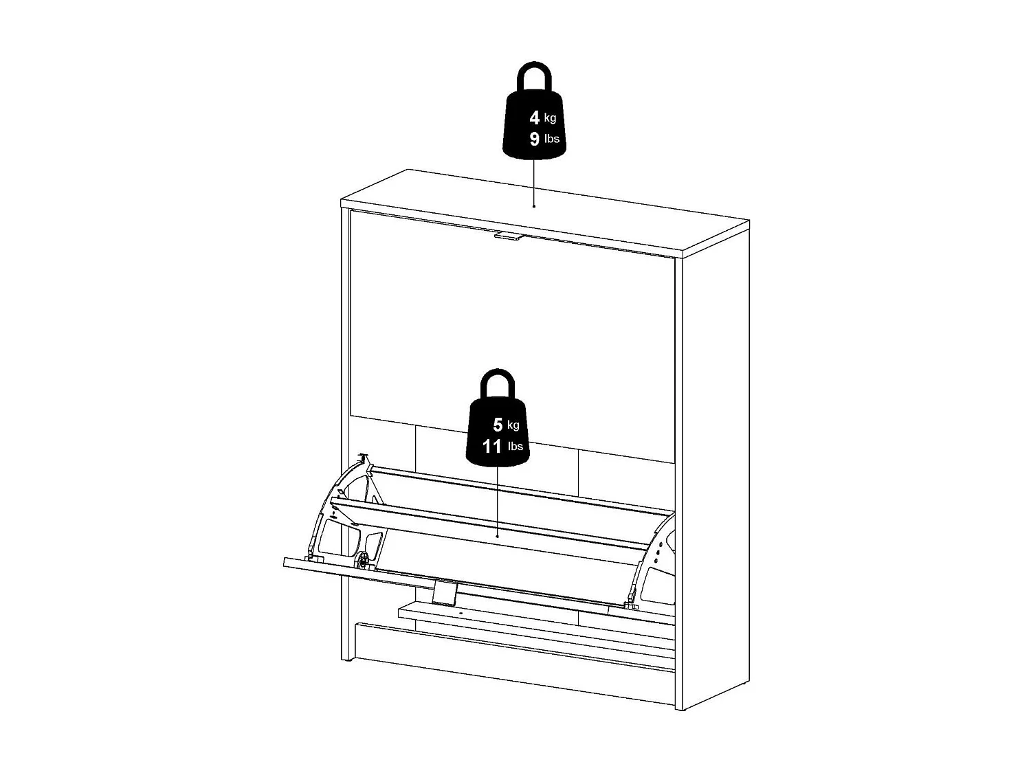 Meuble à chaussures Larry, 12 paires, 24,05x70,3x85,2h cm Blanc, Rangement