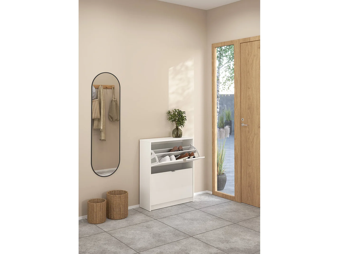 Meuble à chauure Larry, 12 paire, 24,05x70,3x85,2h cm Blanc, Rangement