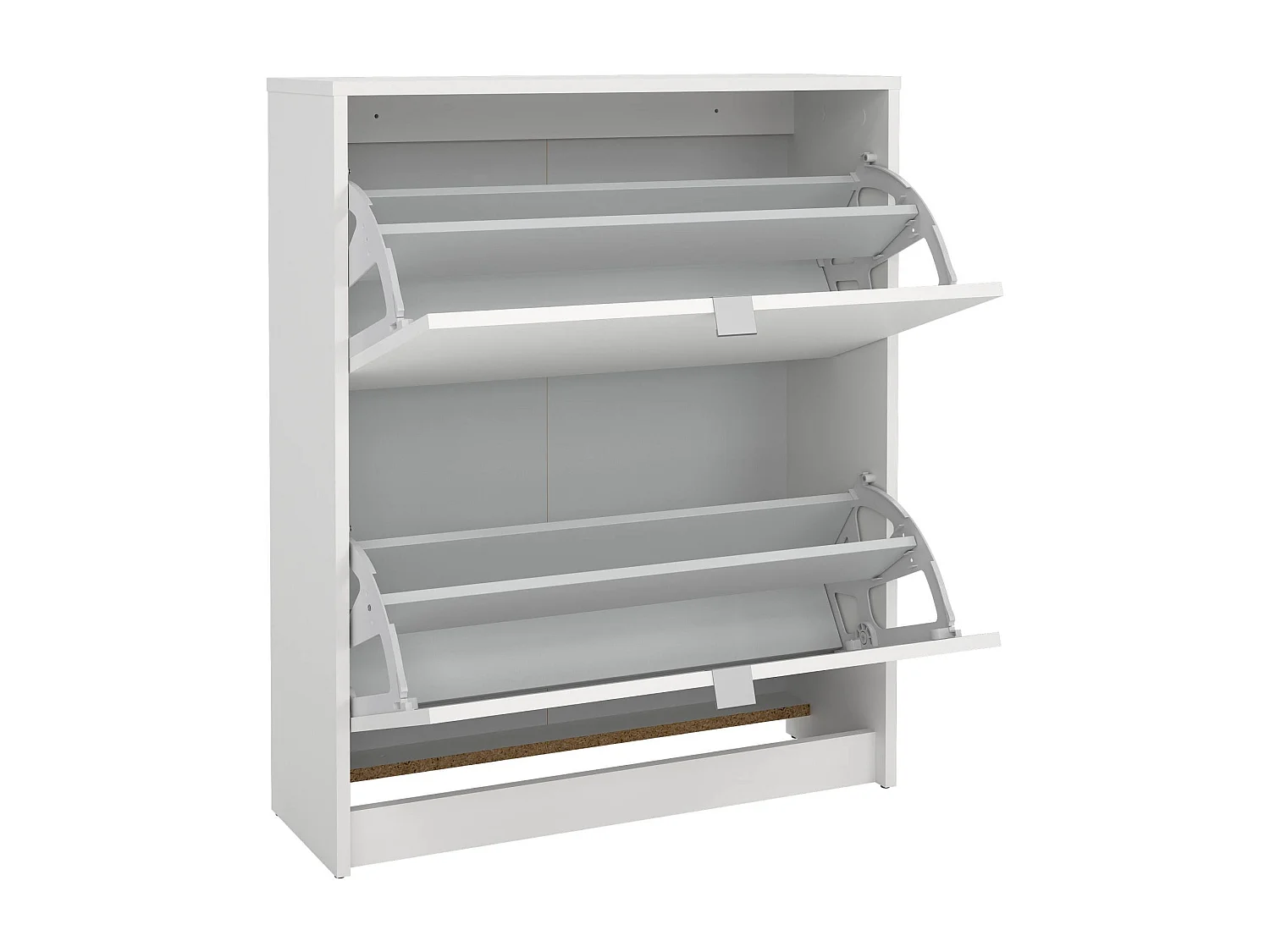 Zapatero Larry, 12 pares, 70x24x85h cm Blanco, mueble zapatero, 2 puertas, 4 compartimentos