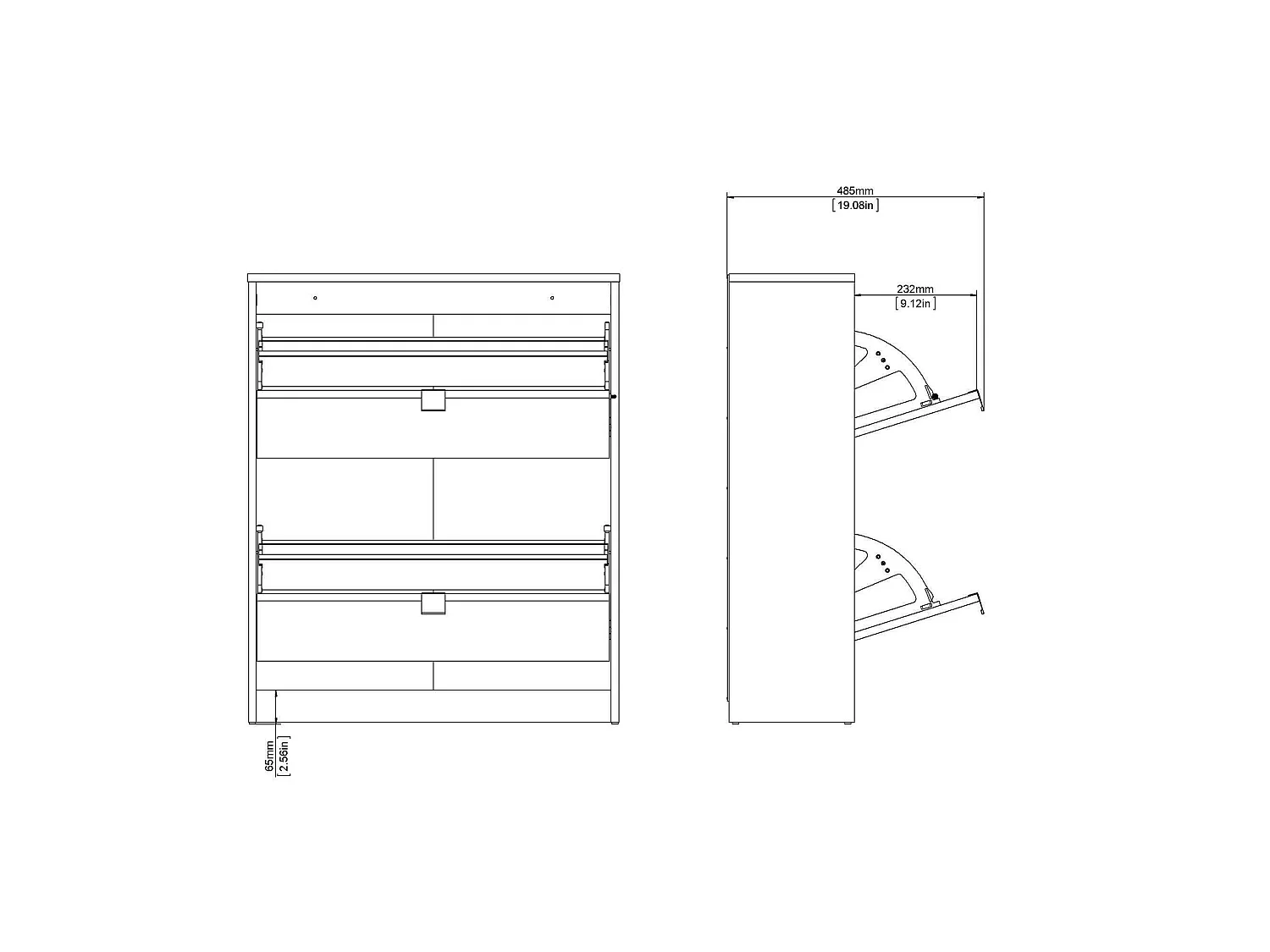 Meuble à chaussures Larry, 12 paires, 24,05x70,3x85,2h cm Blanc, Rangement