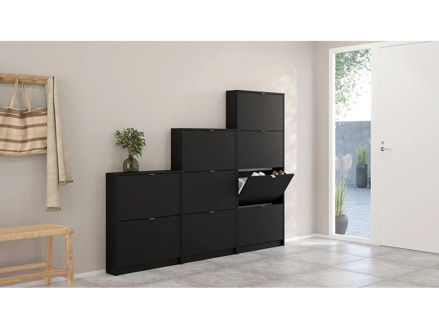 Türkis Schuhregal, 6 Paare, 16,55x70,3x85,2h cm Schwarz, Schuhschrank