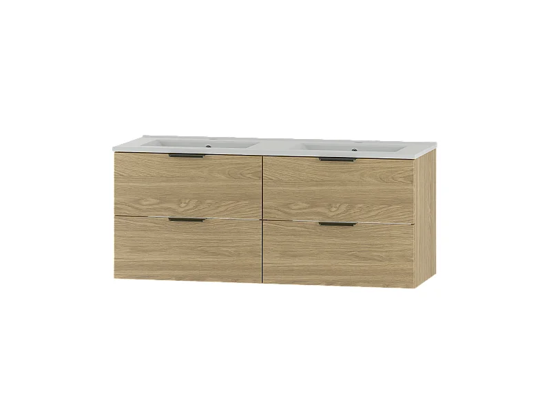 Badezimmer-Set 120 cm Schrank mit Waschbecken Eiche geölt Pile
