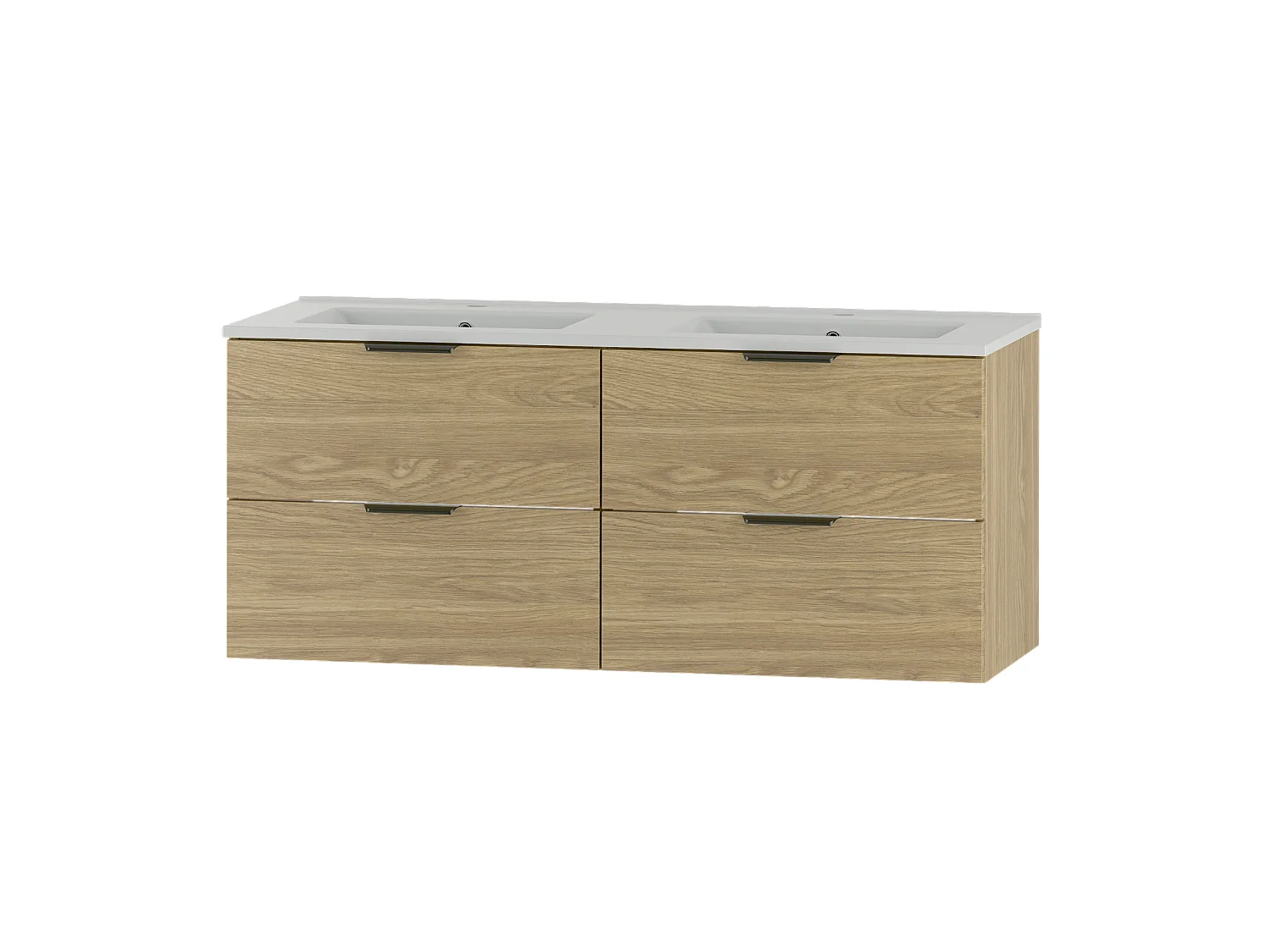 Ensemble pour salle de bain 120 cm Meuble avec lavabo Chêne huilé Pile