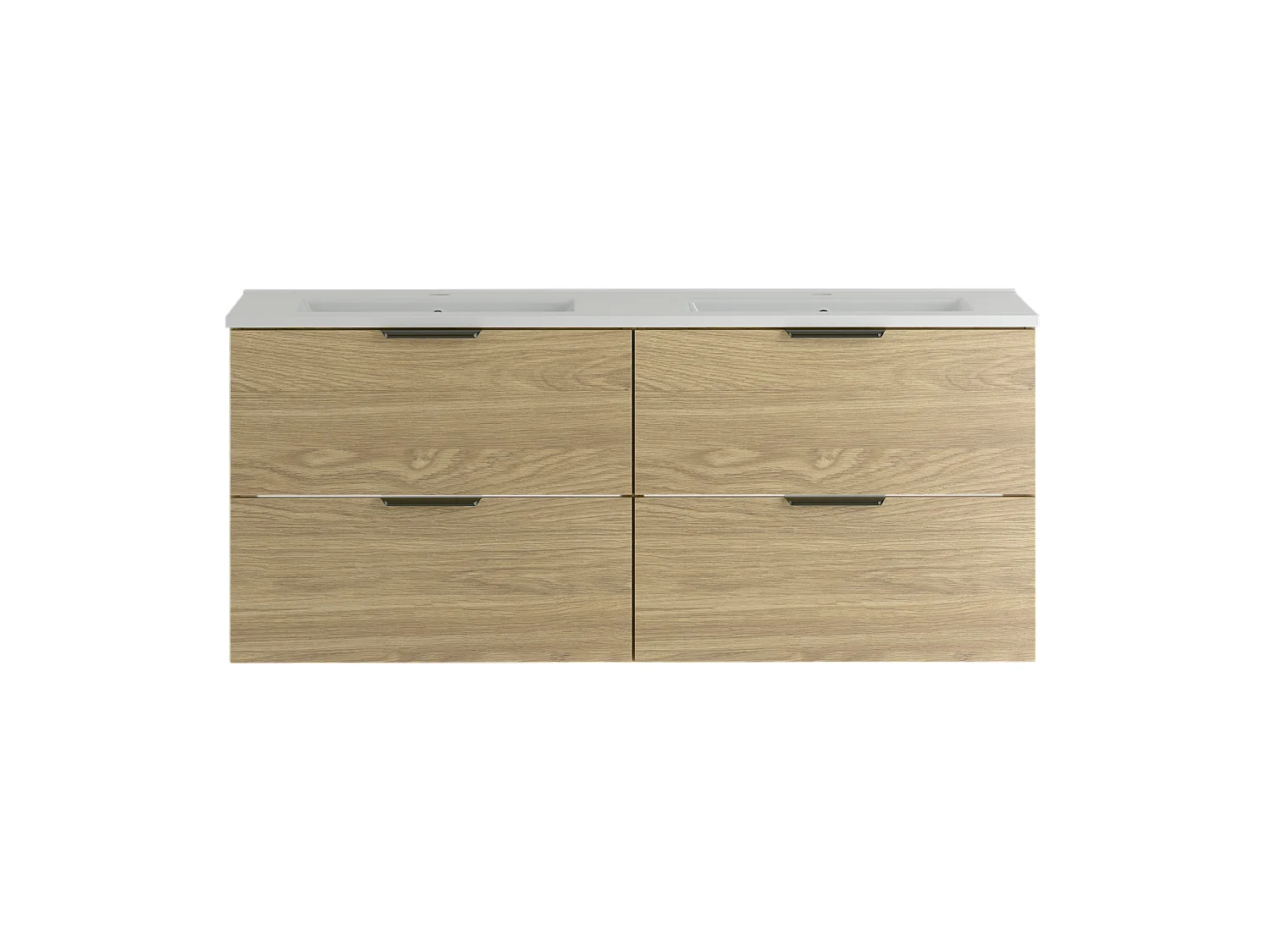 Ensemble pour salle de bain 120 cm Meuble avec lavabo Chêne huilé Pile