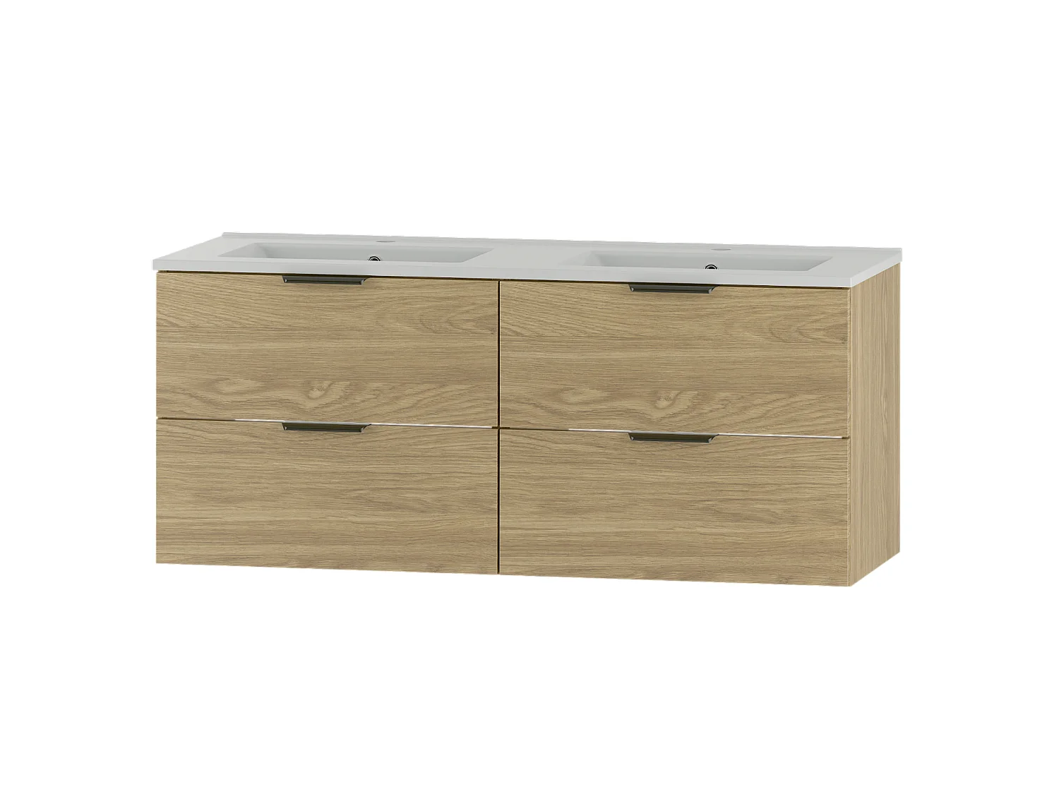 Ensemble pour salle de bain 120 cm Meuble avec lavabo Chêne huilé Pile