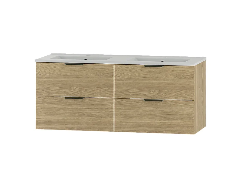 Ensemble pour salle de bain 120 cm Meuble avec lavabo Chêne huilé Pile