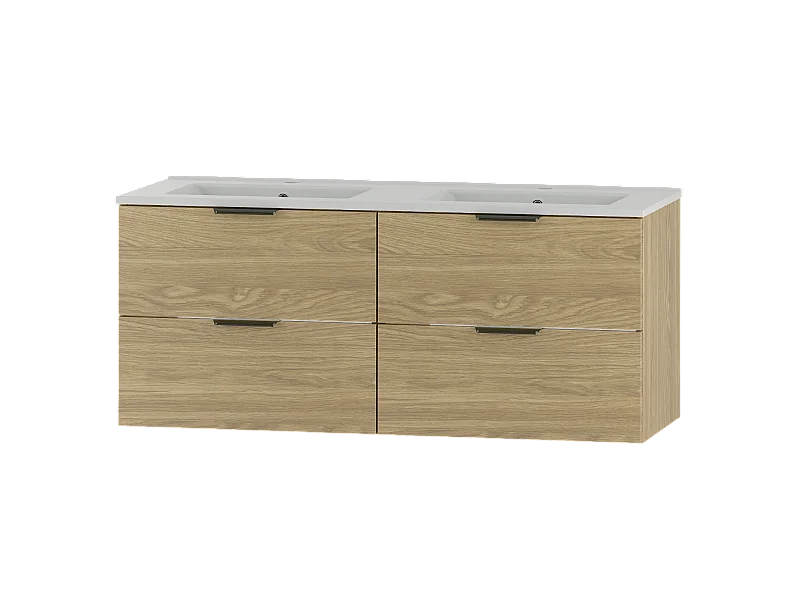 Mobile bagno doppio lavabo Astrid marrone 120cm