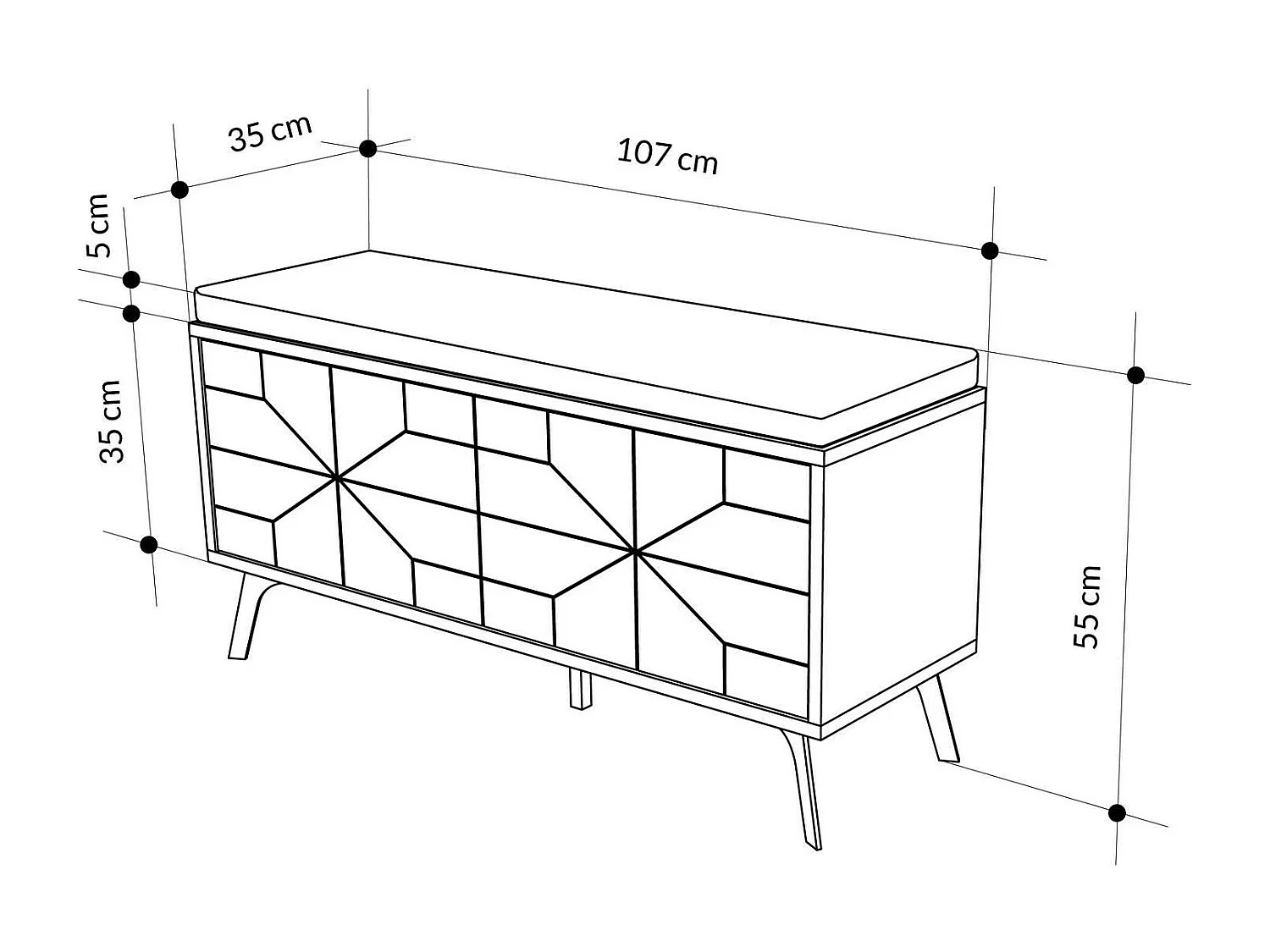 Meuble à chaussures Velma, 2 étagères, 35x107x55h cm Chêne brun, rangement chaussures