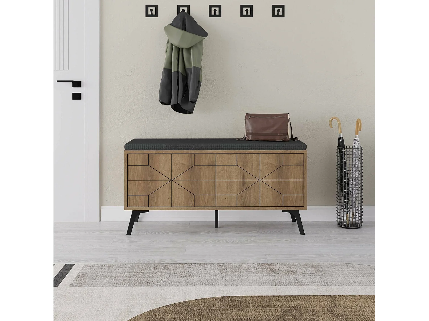 Scarpiera Velma, 2 Ripiani, 35x107x55h cm Marrone Quercia, Mobile Portascarpe