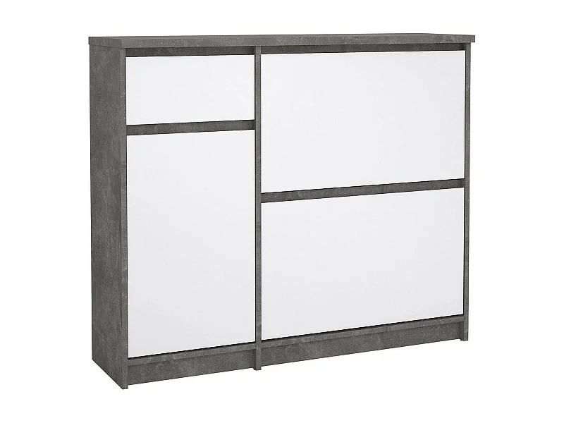 Sapateira Dtrainin, Sapateira, Armário de entrada multiusos, Sapateira, 109x32 h93 cm, Cimento e Branco