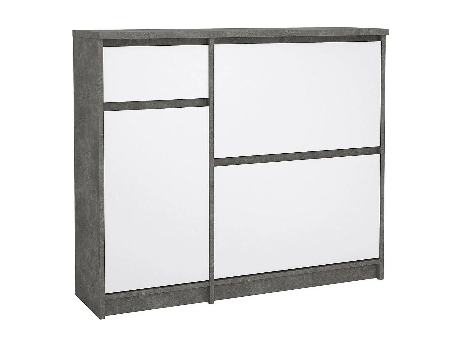 Sapateira Dtrainin, Sapateira, Armário de entrada multiusos, Sapateira, 109x32 h93 cm, Cimento e Branco