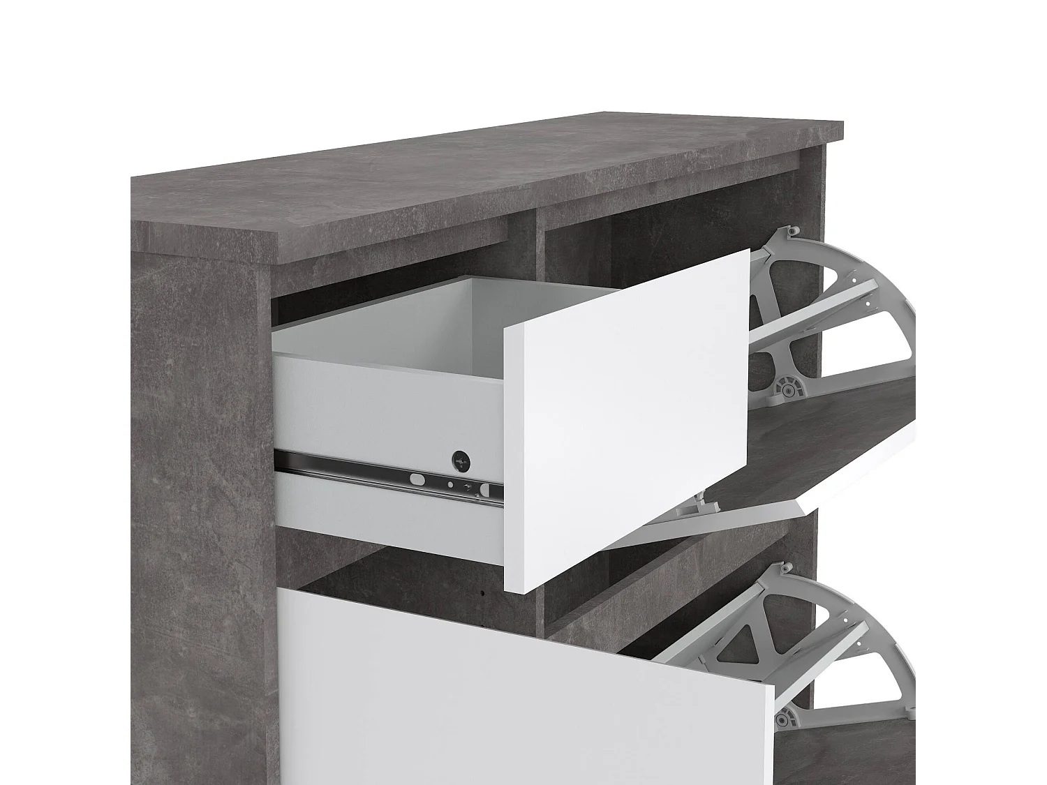 Meuble à Chaussures Todd, un Tiroir, 31.5x108.9x92.9h cm Gris Ciment, Armoire à Chaussures