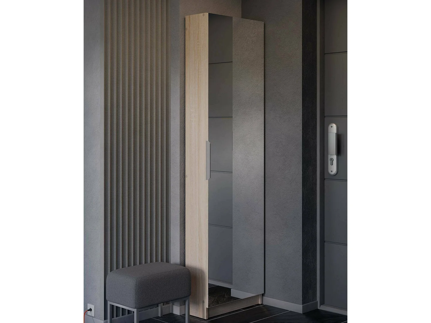 Scarpiera Baucina, 12 Paia, 20x50x180.5h cm Marrone Rovere, Mobile Portascarpe