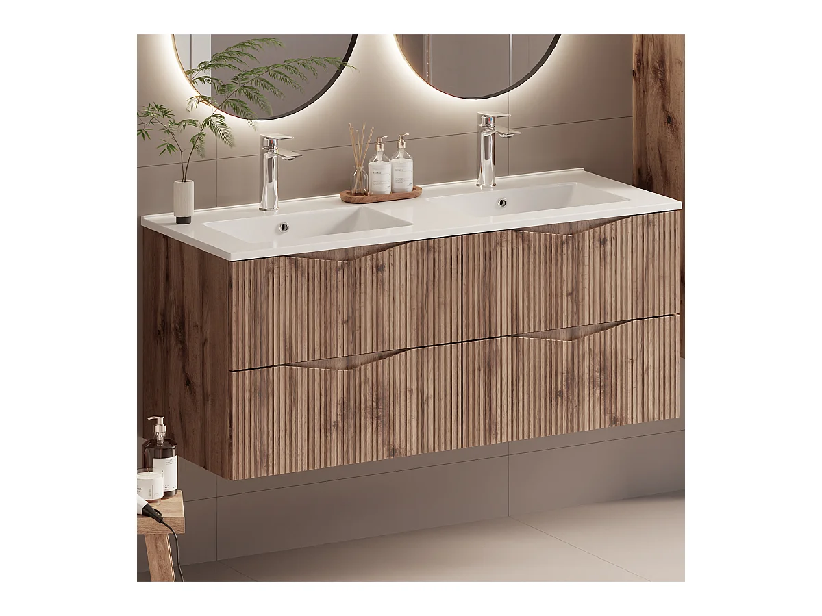 Meuble double vasque encastrée 120cm Tao Bois