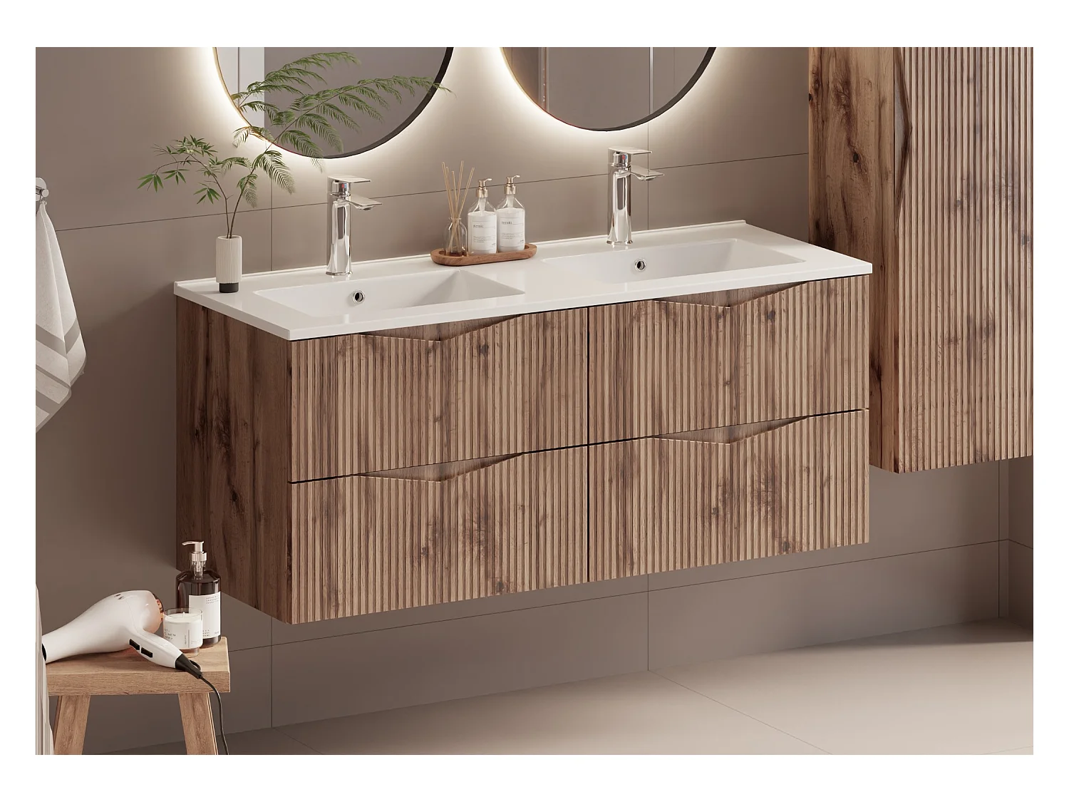 Meuble double vasque encastrée 120cm Tao Bois