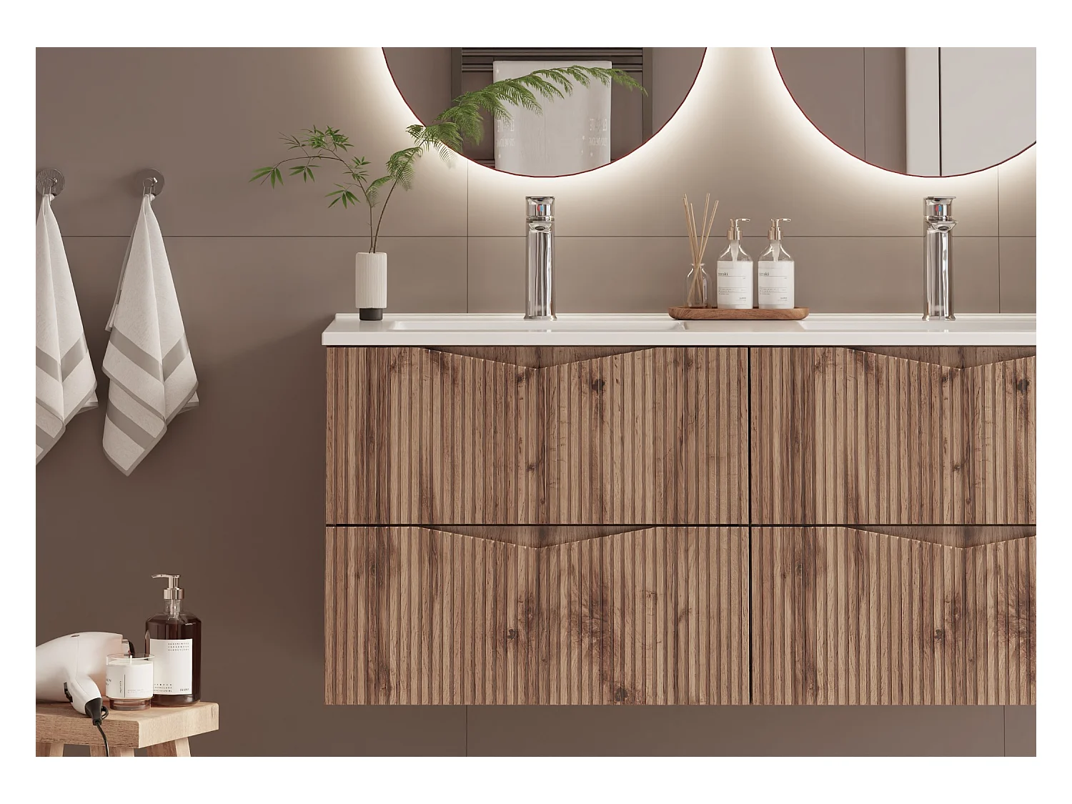 Meuble double vasque encastrée 120cm Tao Bois