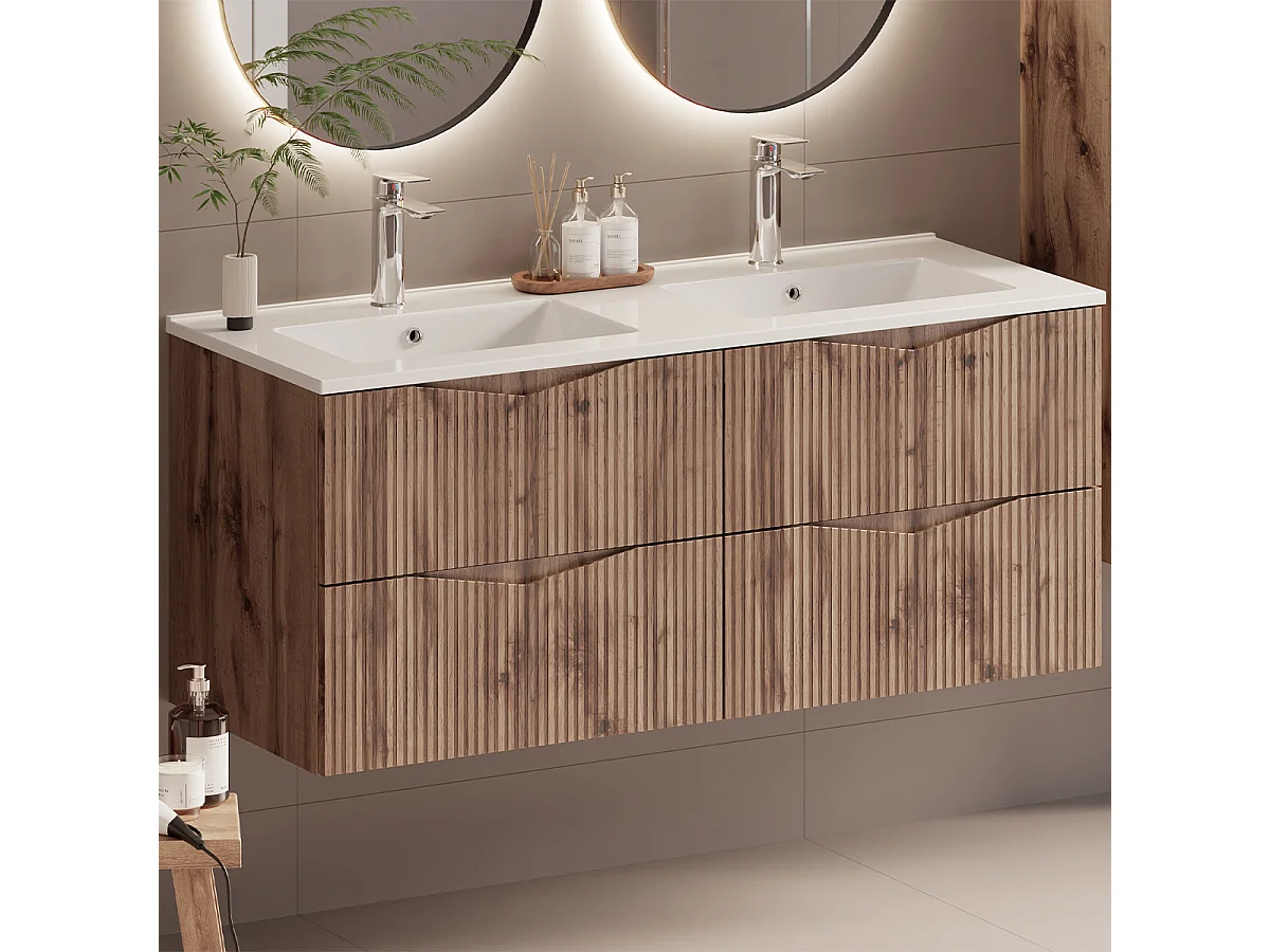 Meuble double vasque encastrée 120cm Tao Bois