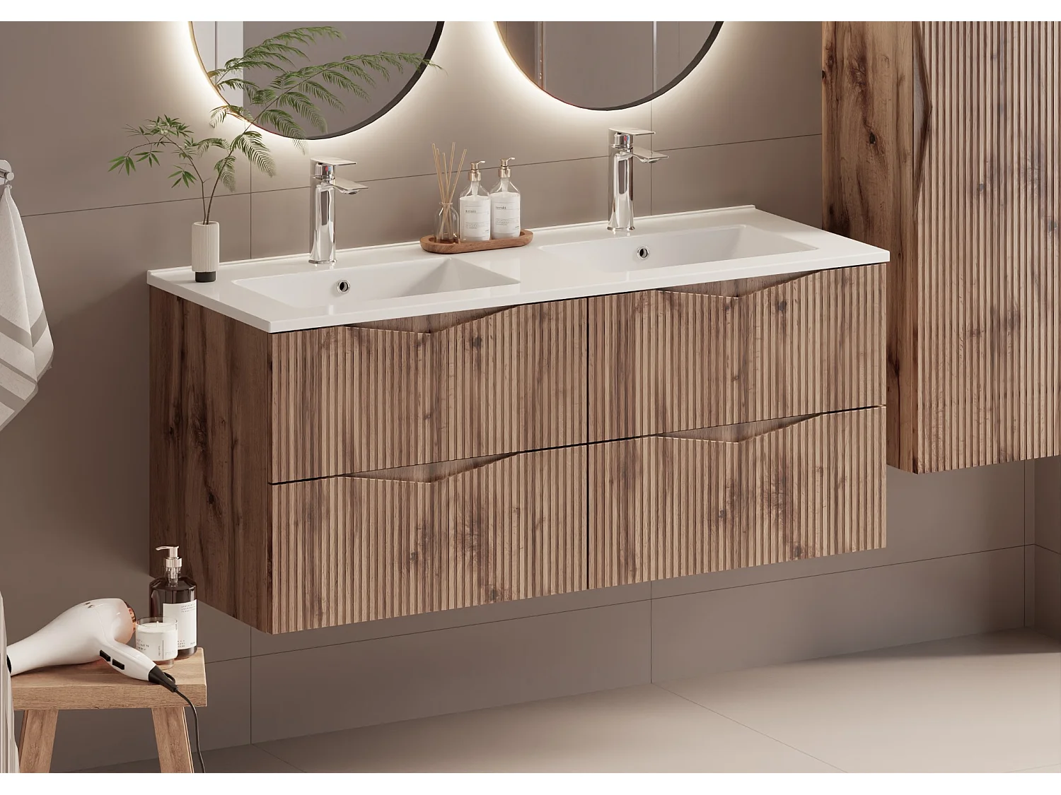 Meuble double vasque encastrée 120cm Tao Bois